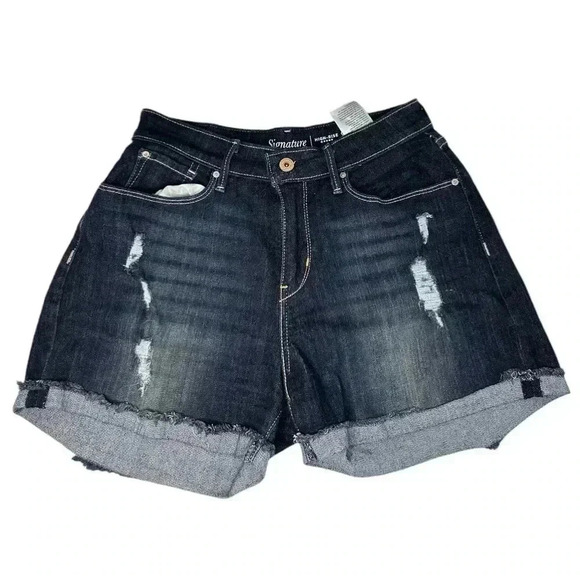 Women's Levi Signature Distress High Rise Denim Short. Size 8 - Picture 1 of 7